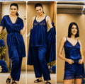 Premium Silk 5-Piece Nightwear Set for Women